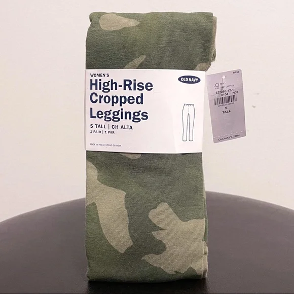 Old Navy Green Camo Camouflage High Rise Cropped Leggings NWT Small TALL - Picture 2 of 7
